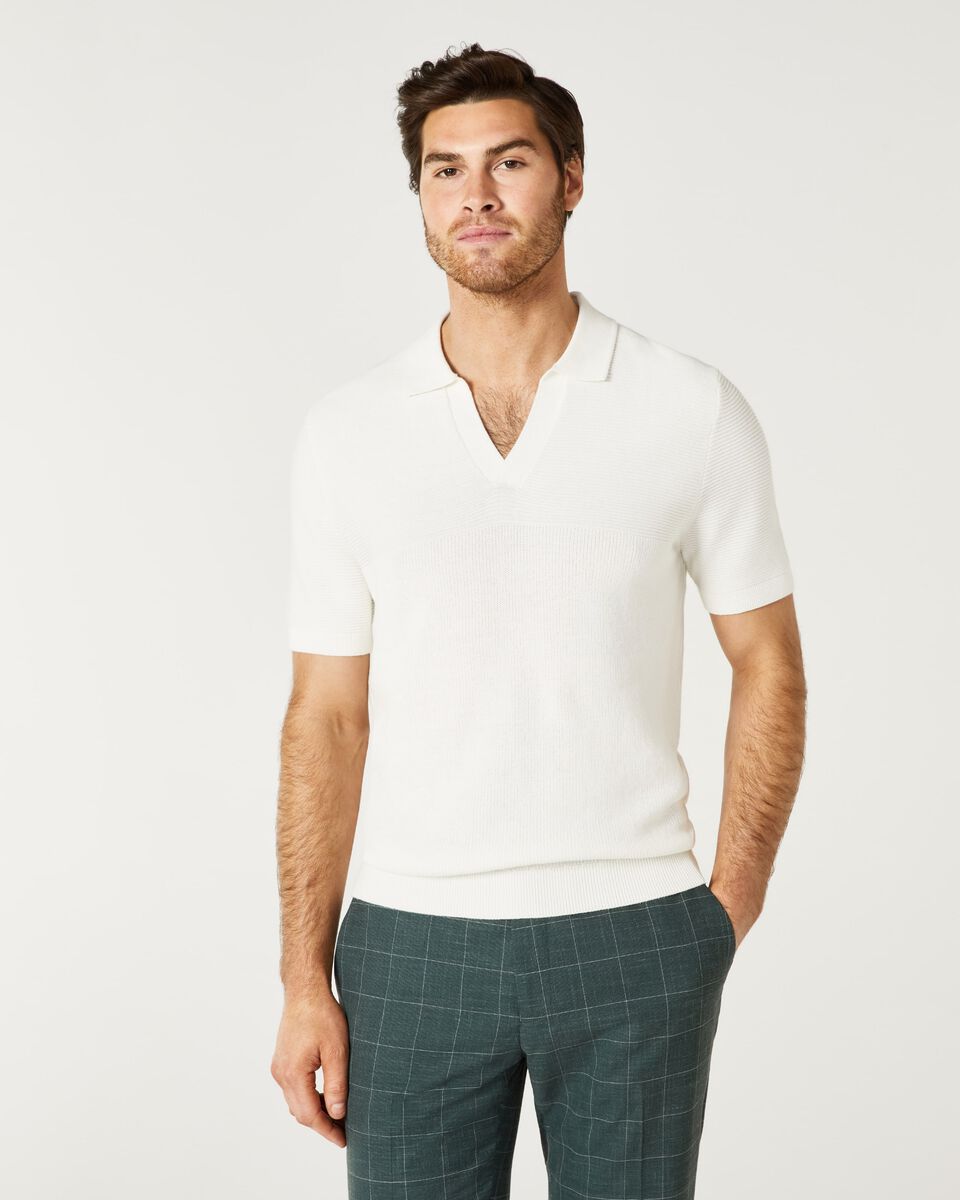 Mens Off White Short Sleeve Knit
